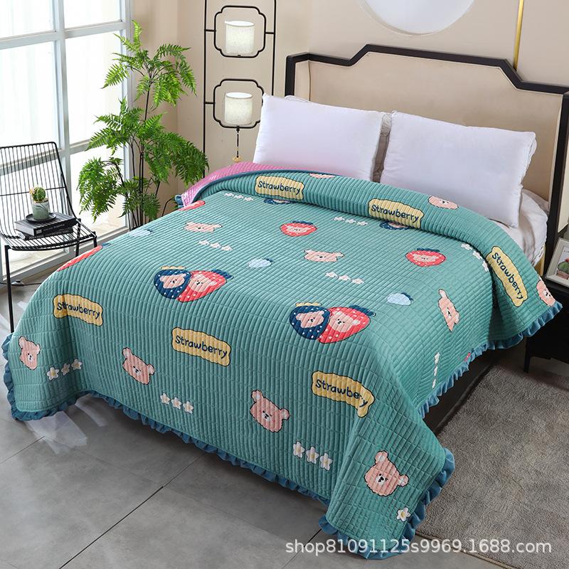 Thickened Milk Fiber Bedspread Cotton Padded Thickened Crystal Velvet Blanket Non-Static Thermal Bed Sheet Dormitory Home Bedspread 2