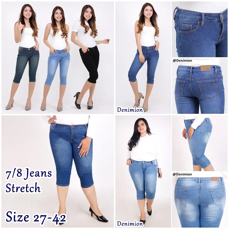 Jeans Pendek Wanita Celana 7/8 Jeans Wanita Jumbo Big Size