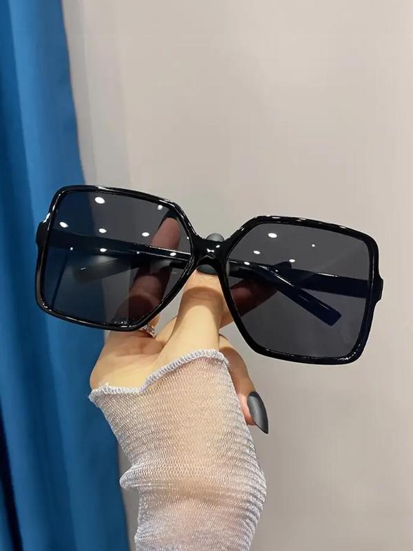Rich Girl Sunglasses, Modern Simple Ombre Large Frame Vacation Sunglasses for Everyday Use, Trendy Casual Sunglasses, Fashion Black Eyeglass for Outdoor Activities, Travel Accessories, Women 2