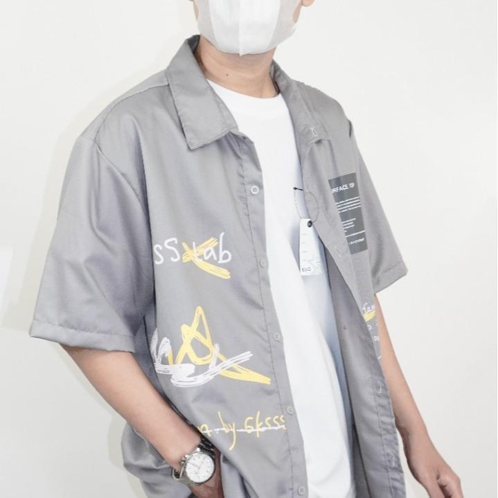 Kemeja Oversize Pria Gkss Lengan Pendek Atasan pria Oversize 6