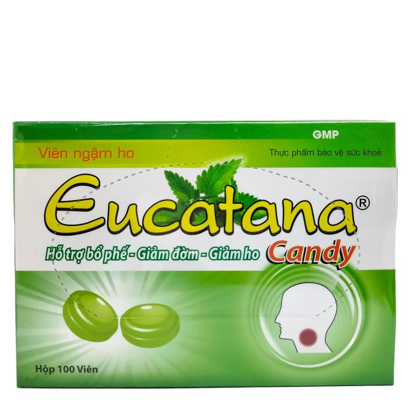 Viên ngậm ho Eucatana Candy hộp 100 viên - Người bị ho do cảm lạnh ho gió ho khan ho có đờm
