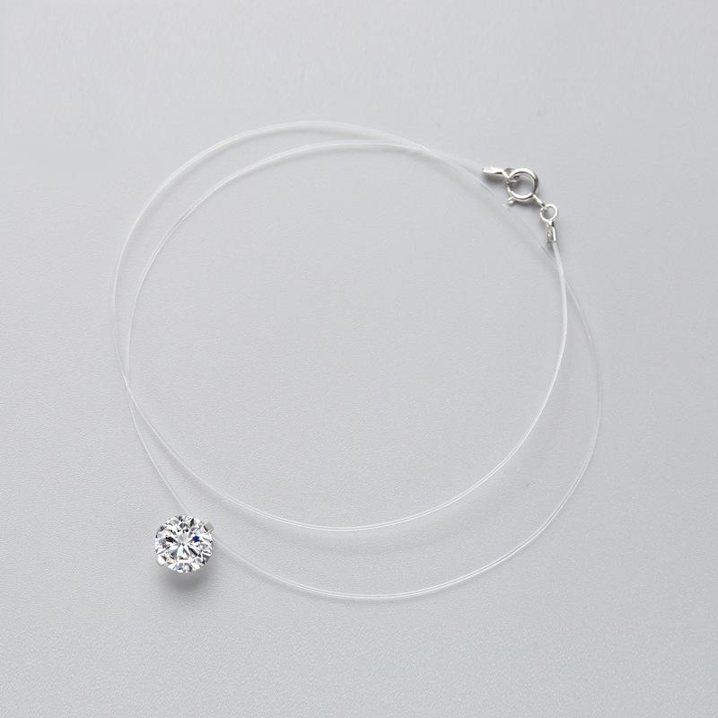 Product Introduction of INZATT 925 Sterling Silver Zircon Crystal Pearl Pendant Choker Necklace Transparent Fishing Line 2020 Fine Jewelry For Women 4