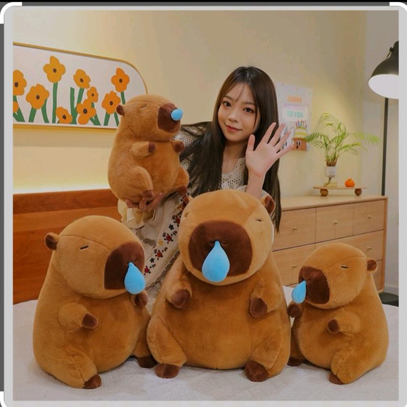 gấu bông capybara rút mũi màu nâu và hồng size 50cm
