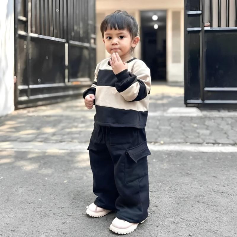 Setelan Sweater Cargo Anak Usia 1-12 Tahun Pakaian Anak Laki-Laki dan Perempuan 3