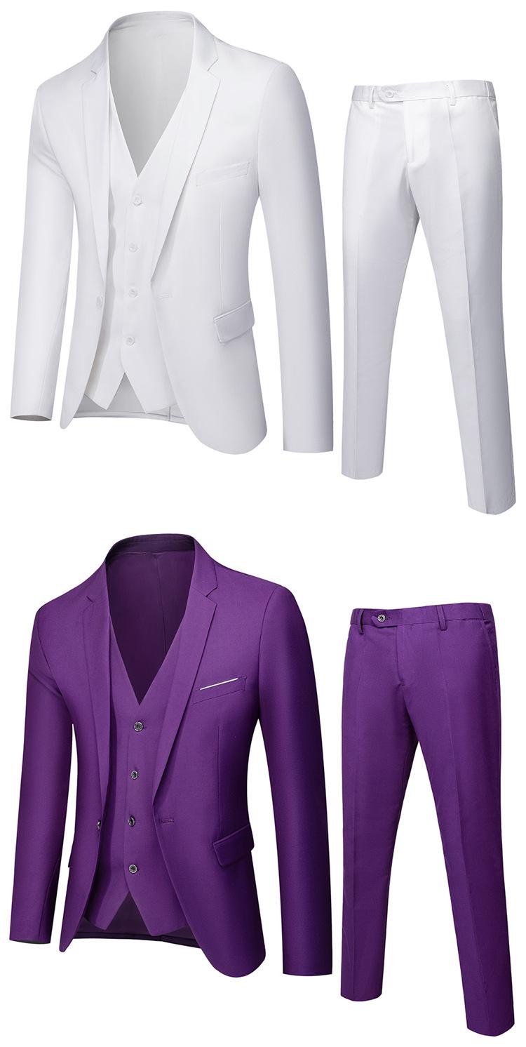 Product Introduction of Men's Sut Slim Fit, 3 Piece Set, Korean Style Wedding Groom Blazer & Pants, Business Formal Office Wear, Prom Party Dinner Jacket, Free Shipping 12