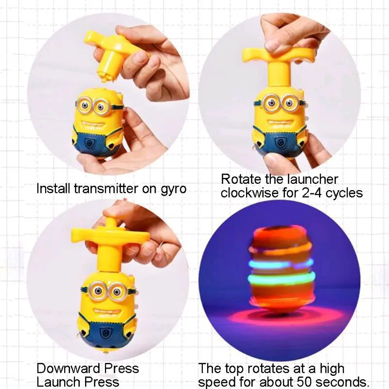 mainan anak edukasi gasing LED plus music song model minion bernyanyi 2