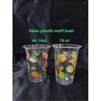 Gambar Gelas plastik motif buah uk 16 Oz tanpa tutup - - dari Anugrah Plastik_NEW Kota Surabaya 1 Tokopedia