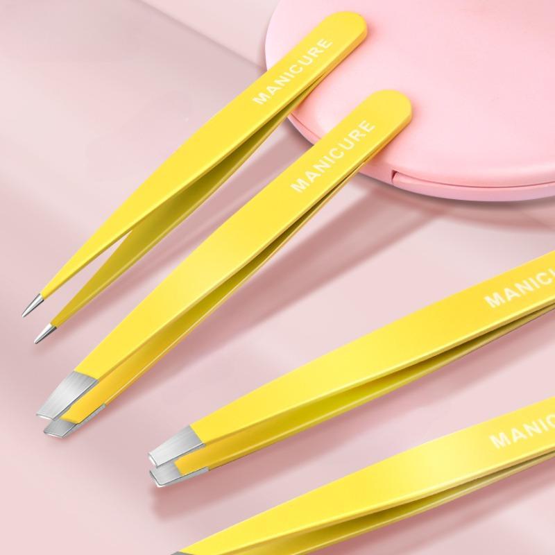 Portable Eyebrow Trimming Tool Set, 4pcs /set Stainless Steel Tweezers & Eyebrow Clips, Professional Makeup Tools for Women 4