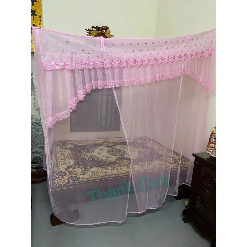Mùng Ngủ-Màn Ngủ Tuyn Lạnh Thái Diềm Ren Thêu Cung Đình Cao Cấp 8