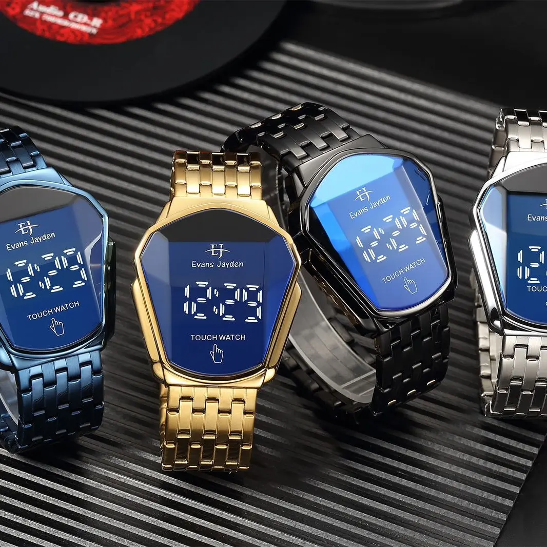 Evans Jayden Jam Tangan Pria 9953 Rantai Stainless Steel Digital Touch Screen Sapphire Glass Water Resistant 10 ATM Kaca Watches Waterproof