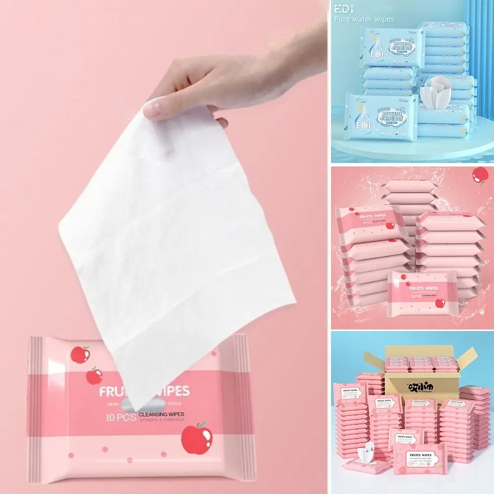10Pcs/Pack New Spunlace Nonwoven Fabric Baby Wipes EDI Pure Water Extractable Water Tissue Portable Disposable Wet Wipes