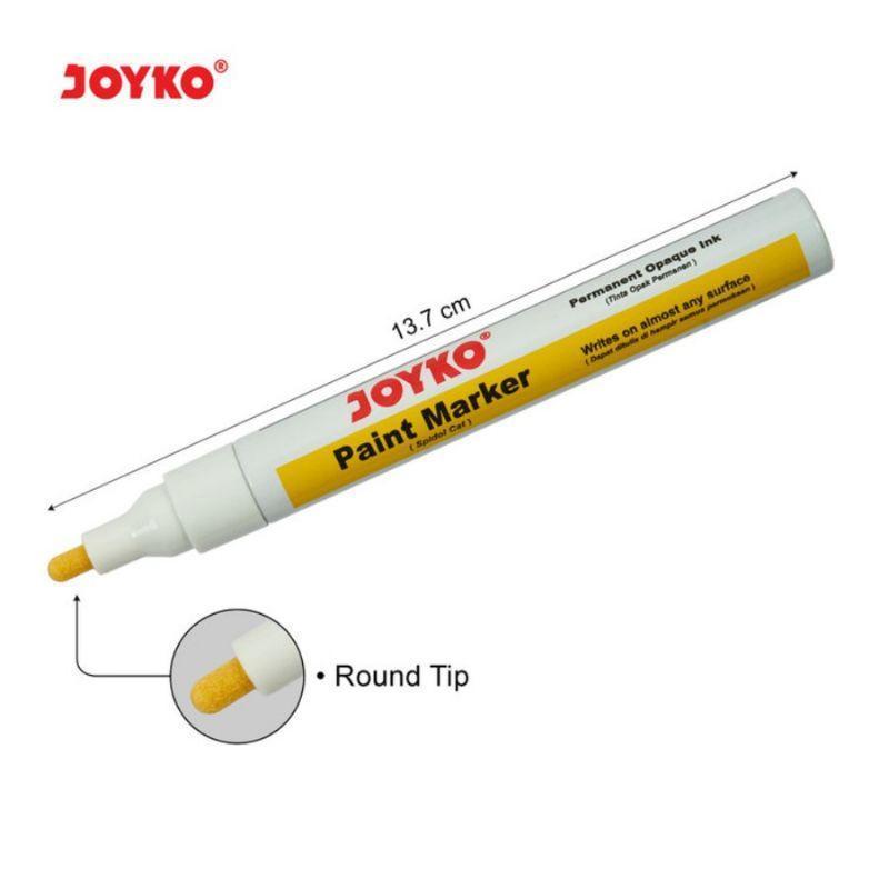 JOYKO Spidol Permanen Serbaguna PTM 37-44 Paint Marker Putih-Silver-Gold Permanent Opaque Ink 6