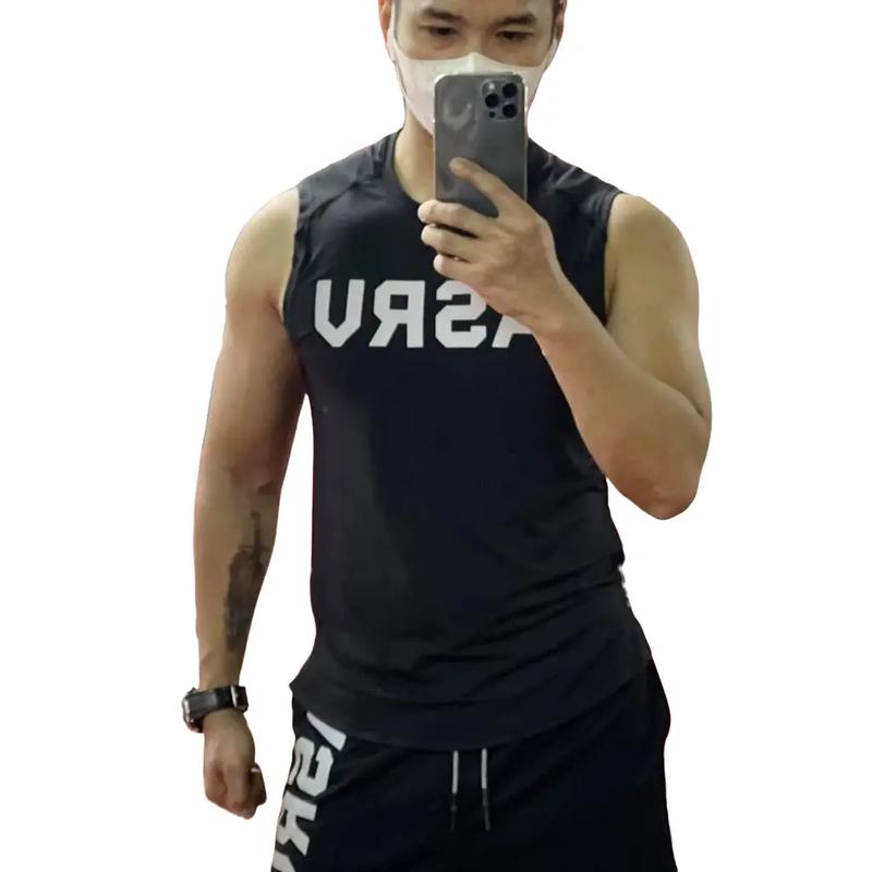 Bộ Quần Áo Gym Nam Sát Nách ASRV Chất Thun Dệt Kim Co Giãn 4C Thoáng Mát Thấm Hút Mồ Hôi Sport Tập Gym Chạy Bộ Thể Dục Xốp