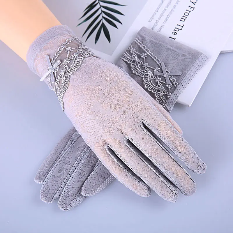 Găng Tay Chống Nắng UV, Nữ 7071,  Bao Tay Chất Liệu Ren Và Lụa Lạnh Có Nơ,  Voi Tương Thích Với Màn Hình Cảm Ứng, Thích Hợp Sử Dụng Ngoài Trời, Lý Tưởng Cho Mùa Hè Và Mùa Xuân