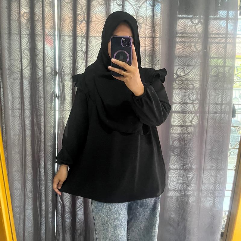 KARIN RUFLE BLOUSE CRINGKEL AIRFLOW POLOS LD 120 Atasan Wanita Crinkle 6