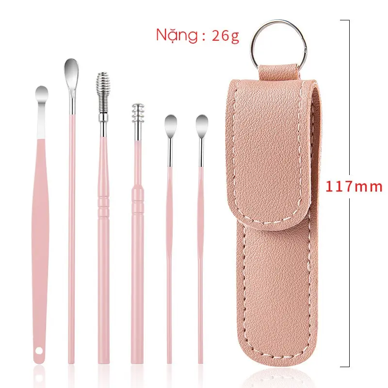 Bộ Lấy Ráy Tai 6 Món Túi Da Cao Cấp (Có Móc) 2
