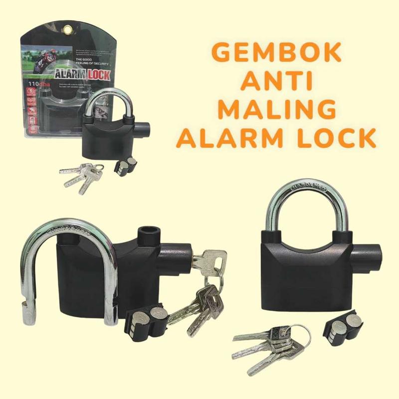 Gembok Alarm Anti Maling / Kunci Gembok Alarm Cakram Sepeda Motor Pagar Anti Maling dari Bahan Antikarat Kokoh dan Berkualitas 0