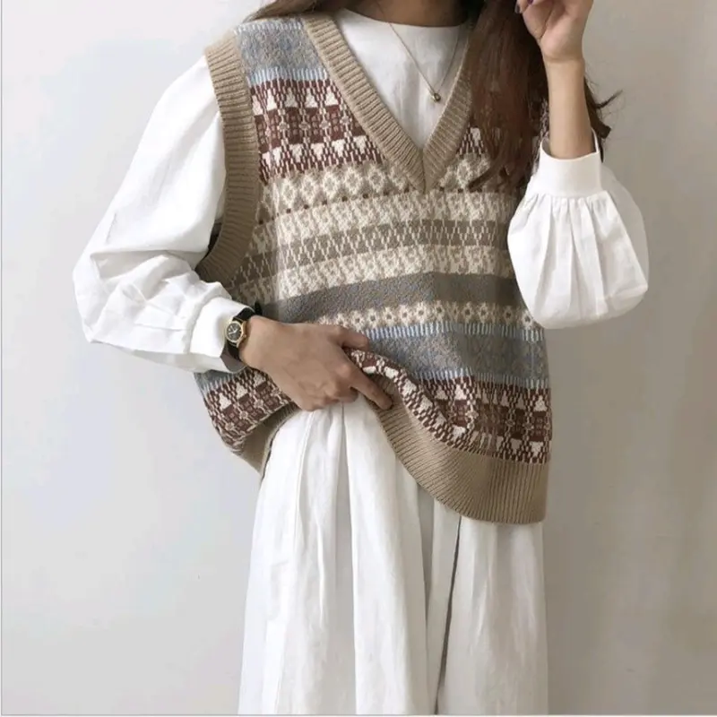 M FESYEN PINA KOREAN VEST OVERSIZE OUTER WANITA JUMBO VEST KOREAN STYLE ROMPI RAJUT WANITA KOREA OOTD KOREAN STYLE OUTER KOREA VEST RAJUT OUTFIT WANITA KEKINAN Y2K KNITWEAR VEST IMPORT KOREA JUMBO OUTER SEKOLAH FASHION KOREA VINTAGE AESTHETIC PINTEREST 3