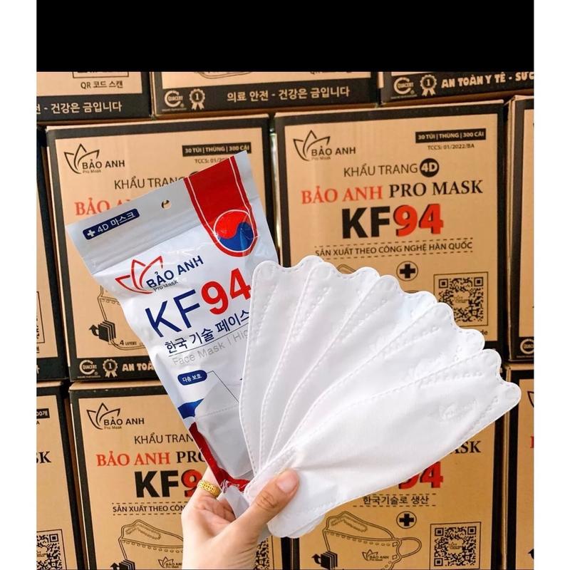  300 Chiếc Khẩu Trang KF94 Bảo Anh Pro Mask 4 Lớp Kháng Khuẩn Có Thanh Nẹp Mũi Giúp Định Hình Tốt Hơn Khi Đeo 