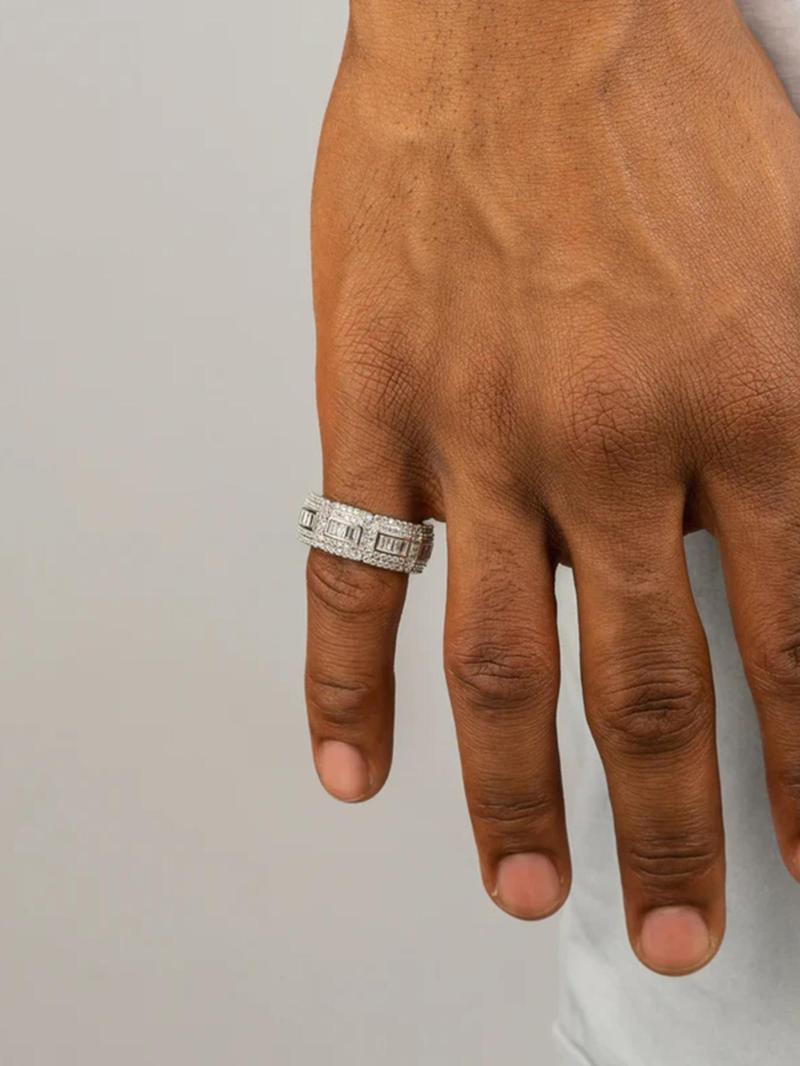 Product Introduction of Men's Rhinestone Decorated Ring, Fashion Jewelry for Party, Daily Clothing Decor, Trendy All-match & Exquisite Jewelry for Birthday Gift 2