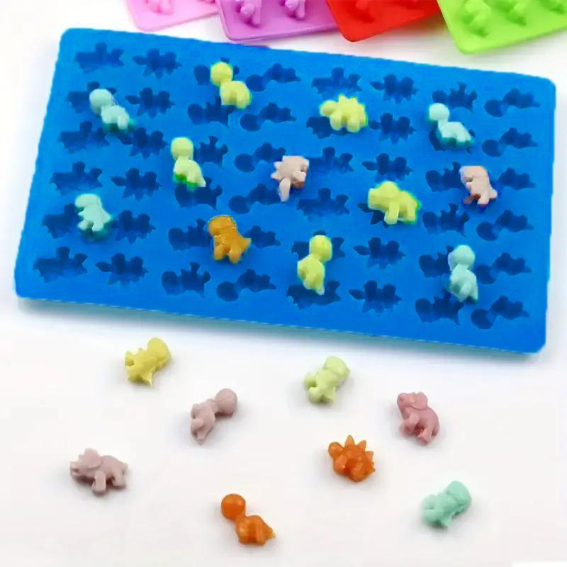 Silicone Dinosaur Shaped Candy Mold Plate, 1 Count DIY Baking Mold With Dropper, Kitchen Durable Baking Tool For Cookies & Chocolate & Pudding 3