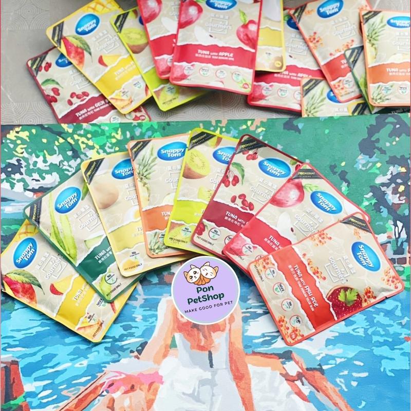 Combo 16 gói mix 8 vị  Pate Snappy Tom Trái Cây Gói 70g - Pate Cho Mèo Xuất Xứ Thái Lan