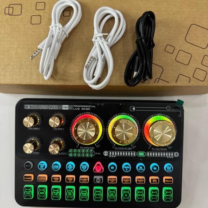  Lẻ bàn soundcad K900 PRO MAX bản mới 2025 nâng cấp chất lượng âm thanh,đi kèm dây live tròn,dây nhạc,dây sạc 