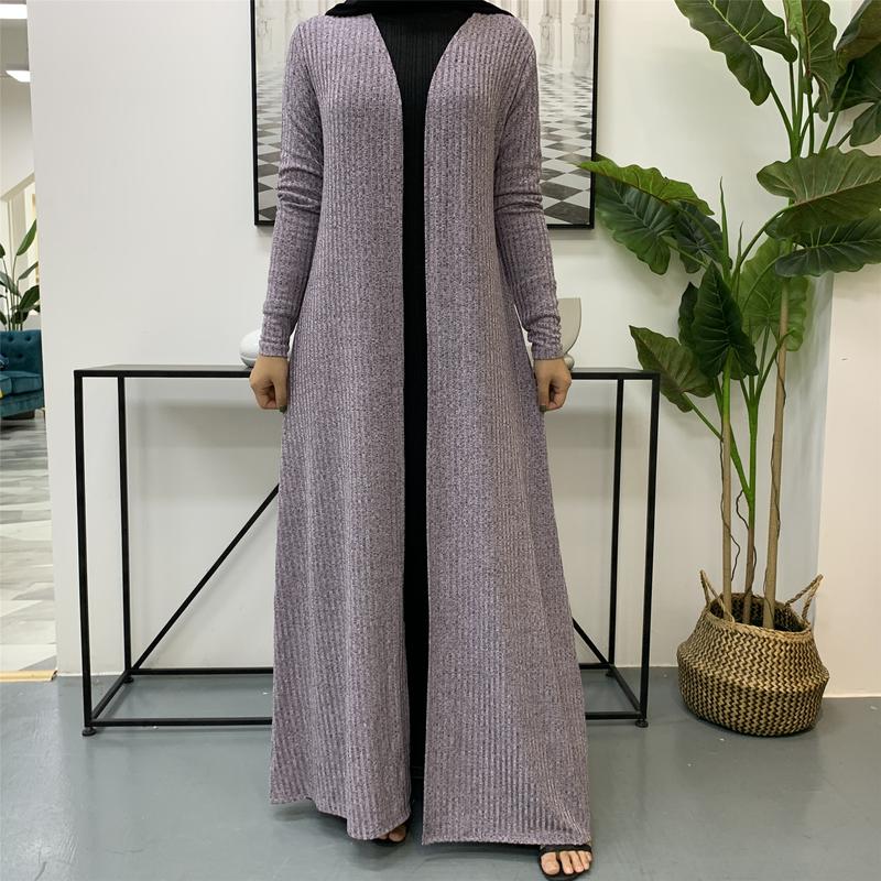 Product Introduction of Cross-Border Autumn Winter Muslim Women's Clothing In-Stock Long Sleeve Knitted Sweater Coat Robe 1853 13