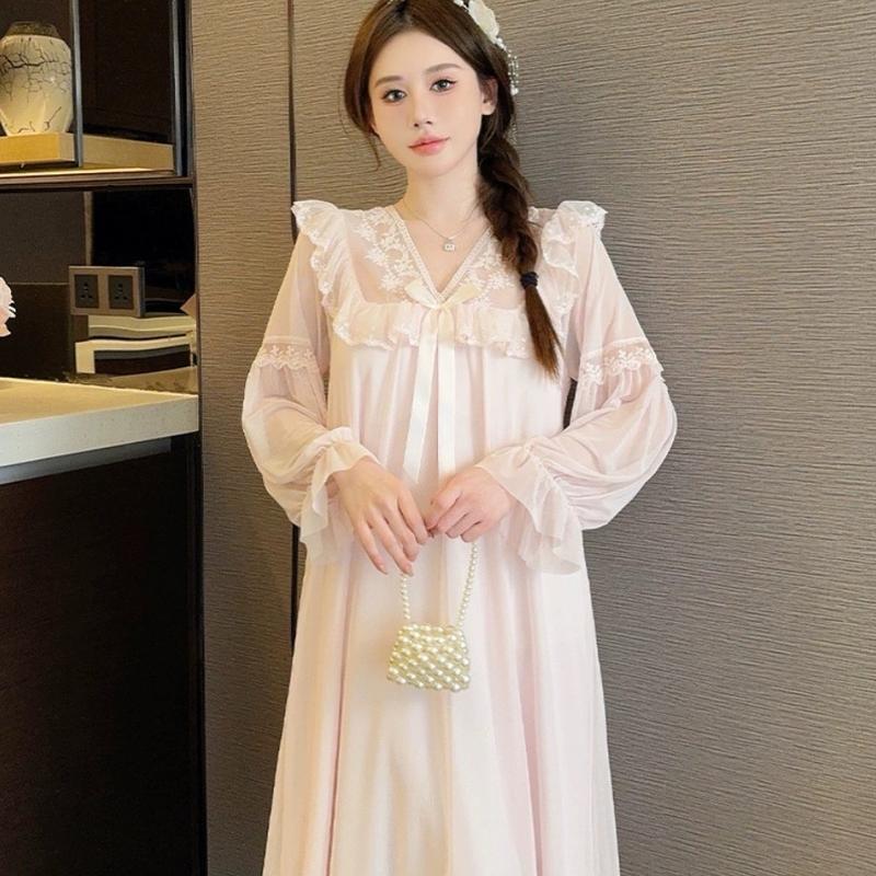 SP.277 Váy ngủ tiểu thư dáng xoè dễ thương hàng hai lớp co giãn mặc thoải mái dễ chịu đầm ngủ Quảng Châu cao cấp