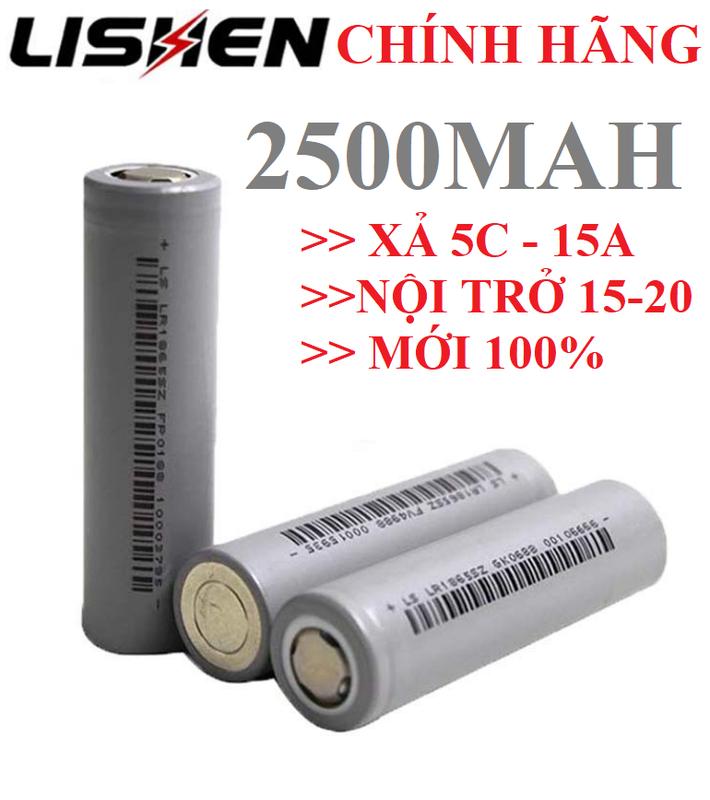  Pin sạc 18650 lishen xám 2500MAH xả 15C 15A nội trở 17-17 Mới 100% Đèn Pin Dự Phòng 