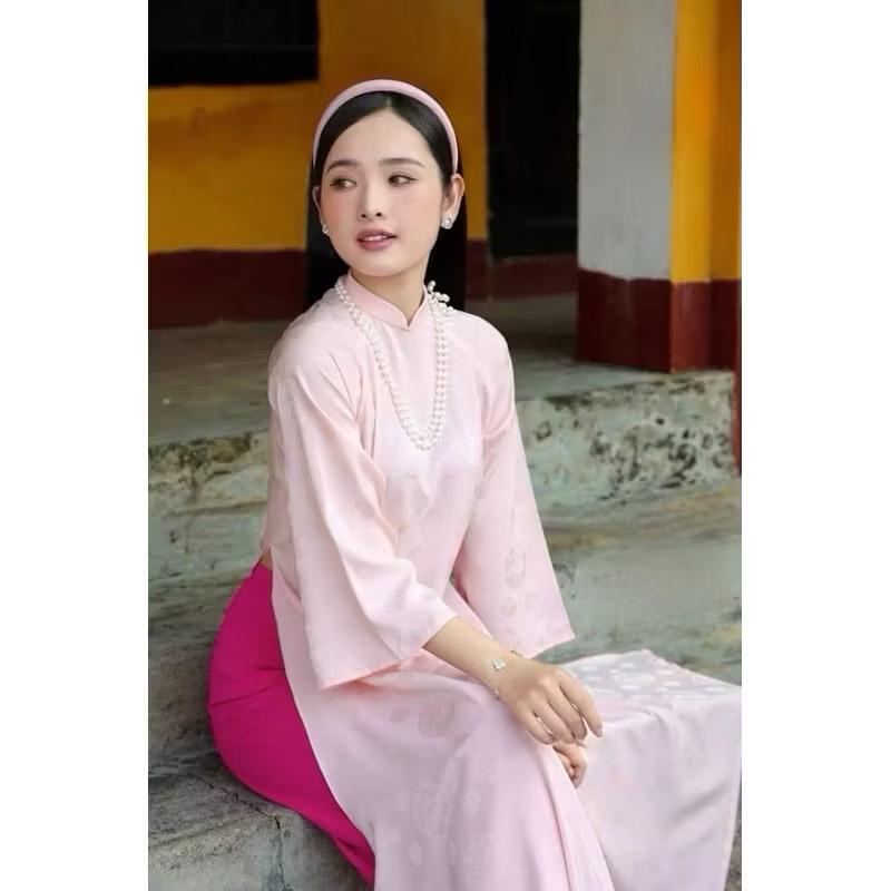 Product Introduction of Áo dài cách tân Bích Lý dáng suông gấm cổ trụ tay lỡ, mặc cưới hỏi, đi tiệc, đi chụp ảnh - Áo Dài Huyền Anh 26