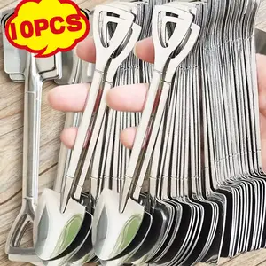 1/3/6/10PCS Sendok Sekop Stainless Steel Emas Perak Mini Sendok Kopi Sendok Teh Sendok Es Krim Buah Sendok Makanan Penutup Set Peralatan Makan Dapur