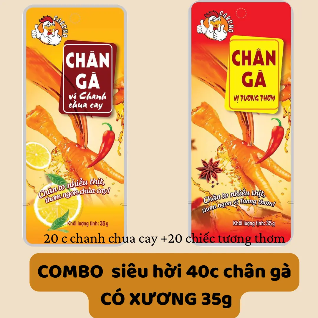 COMBO siêu hời 40 chiếc chân gà CABUNO 35g mix vị cabu no