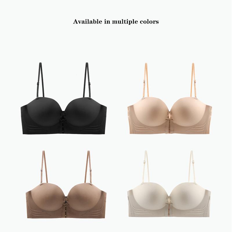 Áo Ngực Khóa Trước Không Đường May, Hàng Mới Về Năm 2024, Dây Đeo Vai Có Thể Tháo Rời Hai Cách Mặc Áo Ngực, Không Có Vòng Thép, Chun, Thoải Mái Và Thoáng Khí, Mềm Mại Và Định Hình Cơ Thể, Chống Trượt, Đồ Lót Nữ Voi Bra