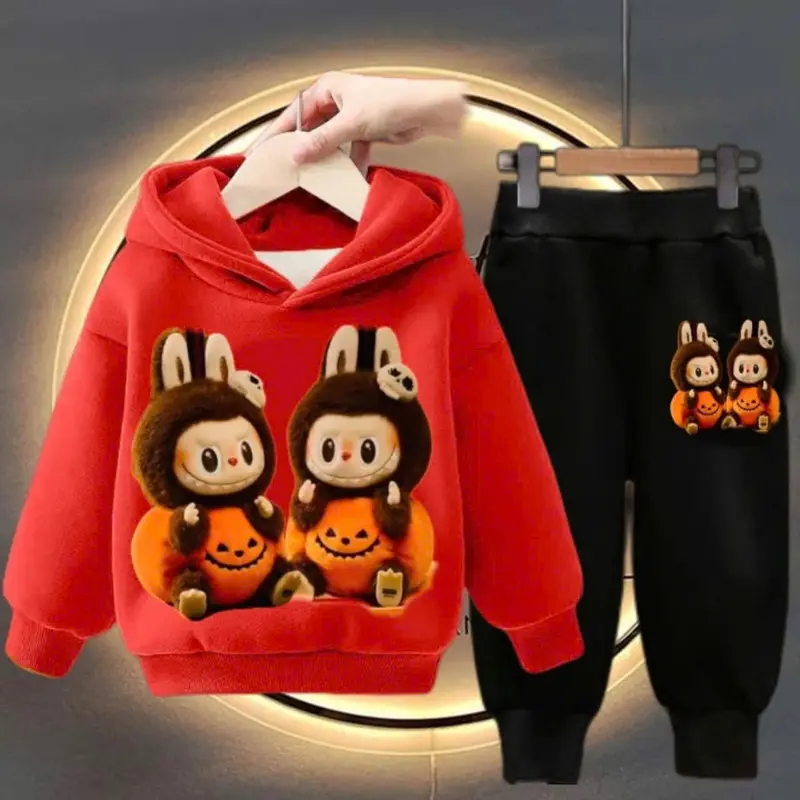Bộ nỉ thu đông LABUBU cho bé 8-30kg mẫu UNISEX dày dặn ấm áp 1
