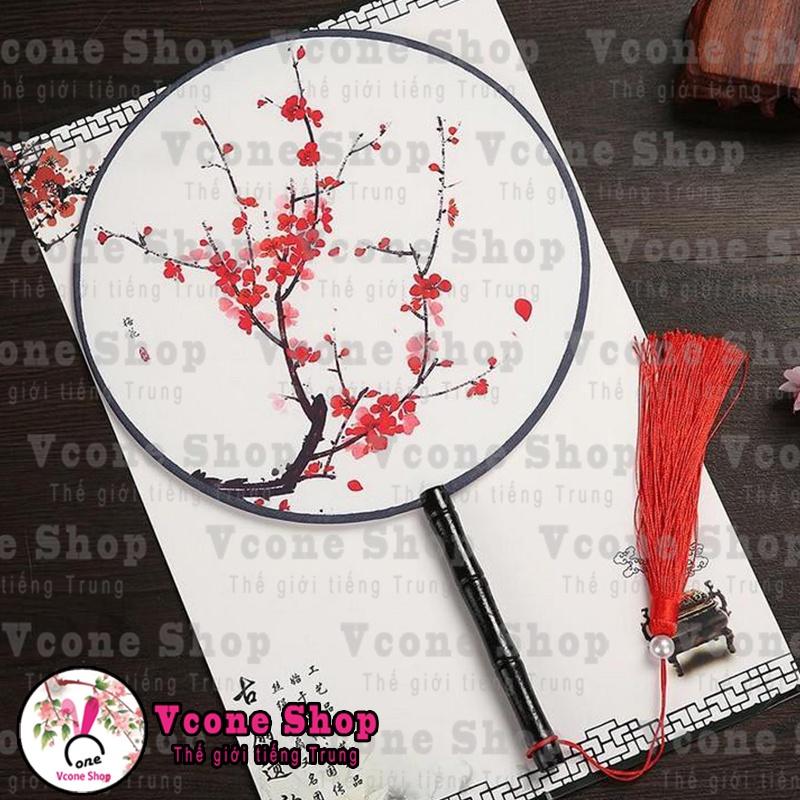 Quạt cổ trang tròn quà tặng xᶖnh xắn có cán cầm tay cosplay Hán phục