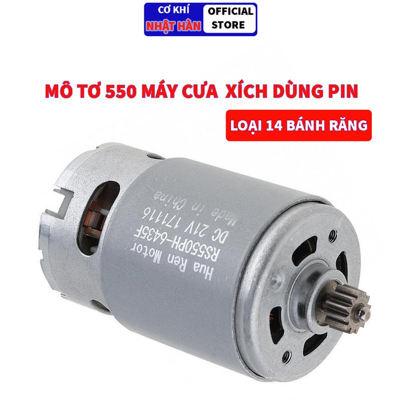 Động cơ máy cưa xích pin motor 550 21V , mô tơ thay thế cho máy cưa gỗ cầm tay 14 bánh răng, bảo hành 3 tháng