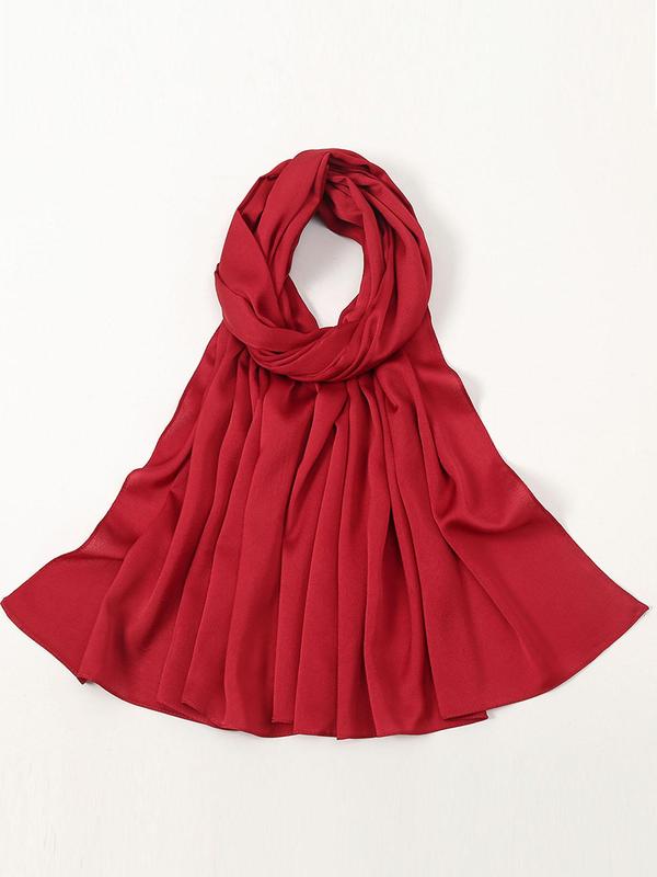 Women's 2024 Casual Solid Color Chiffon Shawl, Simple Wrinkle Long Soft Shawl for Daily Wear, Elegant Sunscreen Windproof Scarf for Women & Girls for Birthday Gift 4