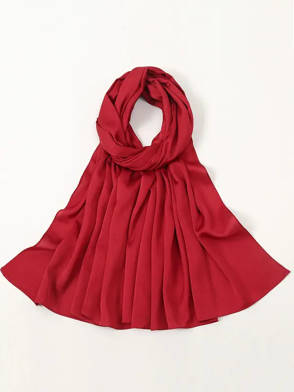 Women's 2024 Casual Solid Color Chiffon Shawl, Simple Wrinkle Long Soft Shawl for Daily Wear, Elegant Sunscreen Windproof Scarf for Women & Girls for Birthday Gift 2