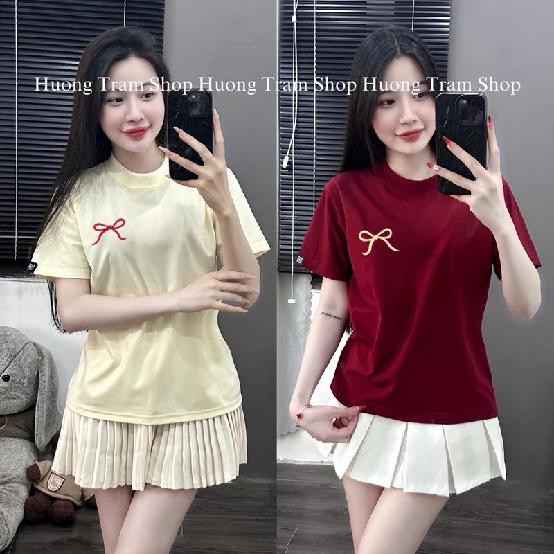 Áo Thun Babytee nữ (35-55kg) cotton 4 chiều - Nơ Đỏ Thêu , Form dáng vừa , chất cotton lạnh mềm mát , Hương Trầm Shop Top Women áo thun nữ , áo phông nữ , áo phông nữ đẹp nhất 2025 6