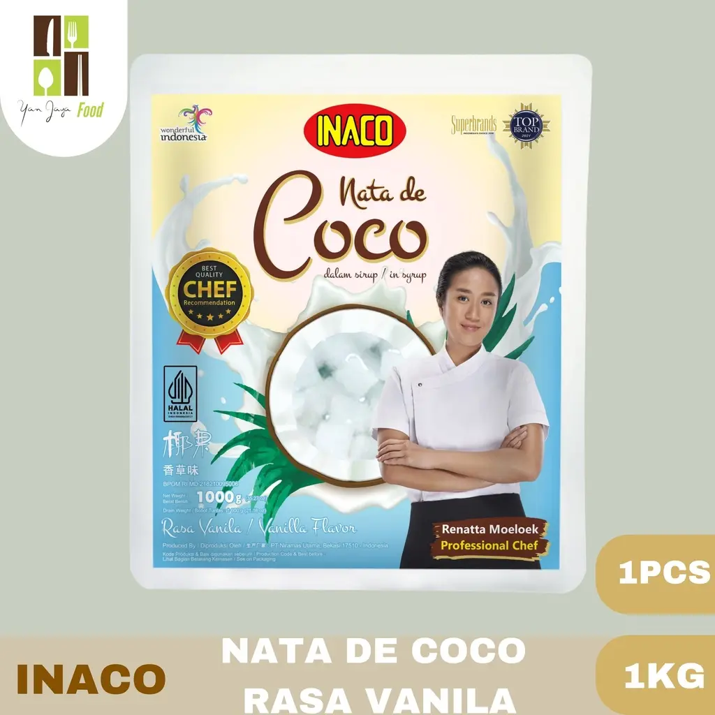 Inaco Nata De Coco Dalam Sirup Rasa Vanila/ Vanilla 1Kg / 1pcs - Shop ...