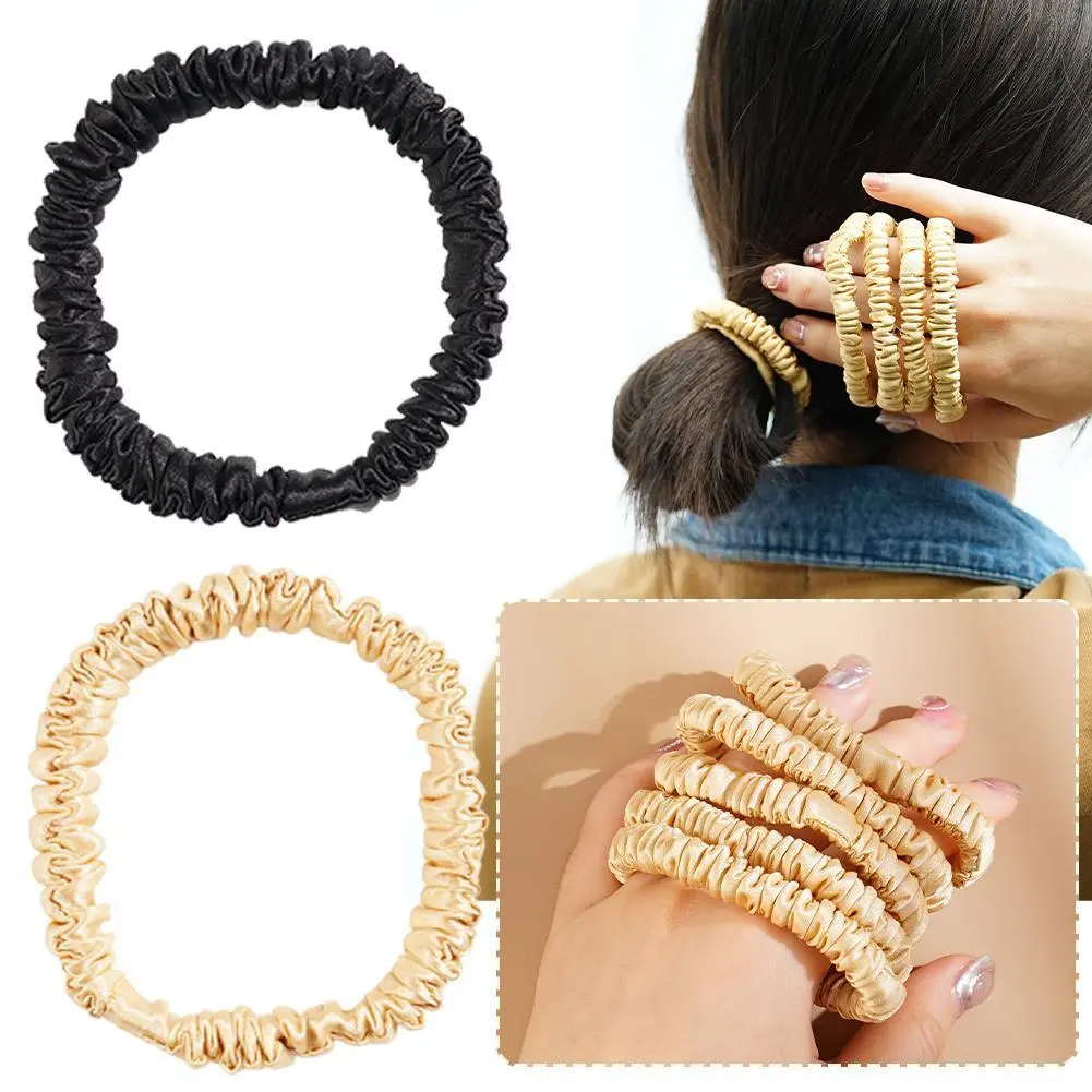 5pcs/set Silk Scrunchie Tempera Mulberry Silk Oxford No No Elastic Hair Marks Headband A9O3