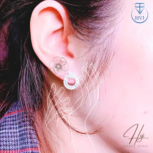 Bông Tai Tròn Full Đá Cho Nữ Bạc S925 - HVJ -  BT08131415073