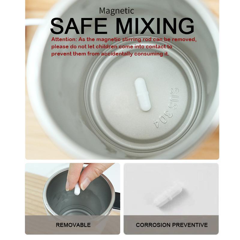 Rechargeable Magnetic Stirring Coffee Cup, 2 Counts Automatic Magnetic Stirring Coffee Cup with Lid, Household Kitchen Appliances for Home Office Use 3