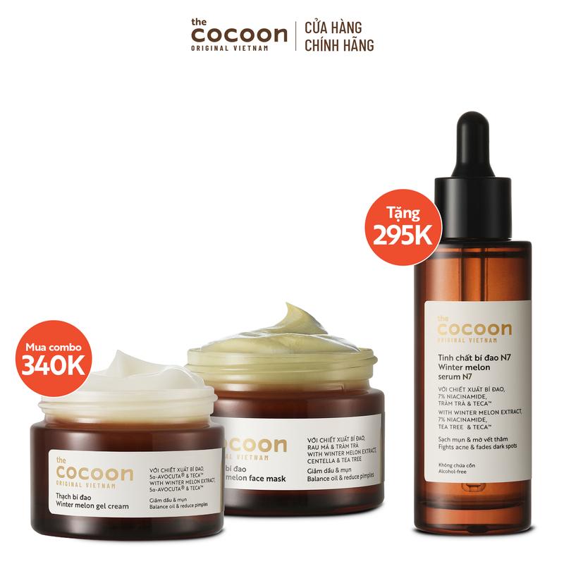 SPECIAL COMBO mặt nạ b.í đao 30ml + thạch bí đa.o 30ml Tặng Tinh chất bí đao N7 Cocoon 70ml Skincare Serum