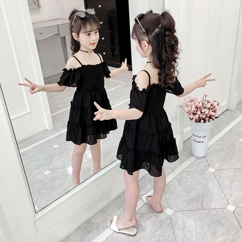 Váy Bé Gái, Chất Liệu Voan Trễ Vai, Màu Trơn Thích Hợp Cho Bé 3-5-7-8 Tuổi, Váy Công Chúa Bé Gái, Phong Cách Phương Tây, Hàng Mới Về Cho Mùa Hè 1