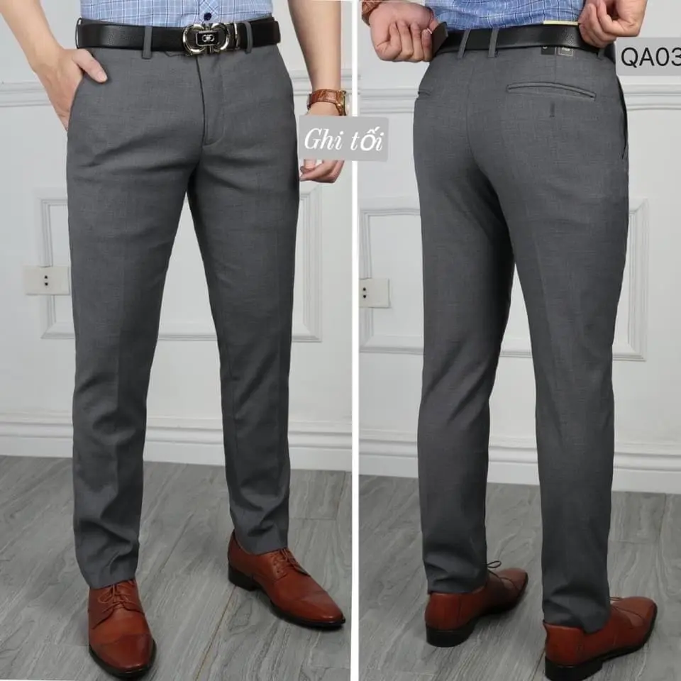 QAL04.Quần âu nam co giãn tốt chất vải cotton dáng đứng - Pants, Menswear Nhung