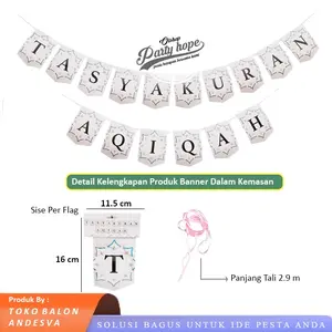Banner Tasyakuran Aqiqah Putih / Bunting Flag Tasyakuran Aqiqah Polos