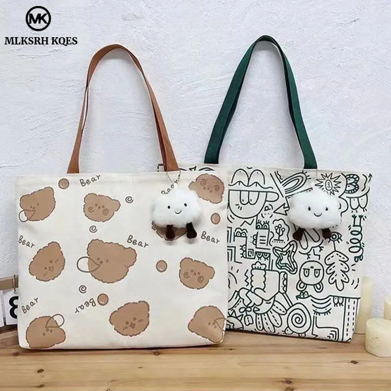 MLKSRH KQES Túi Xách Vải canvas Cỡ Lớn In Hình Chuột Minnie Dễ Thương Cho Nữ