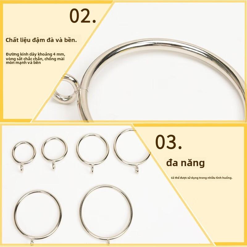 Vòng treo rèm kim loại đặc, phụ kiện rèm cửa, rèm tắm - 10 cái (đường kính trong 45mm, màu bạc) 1